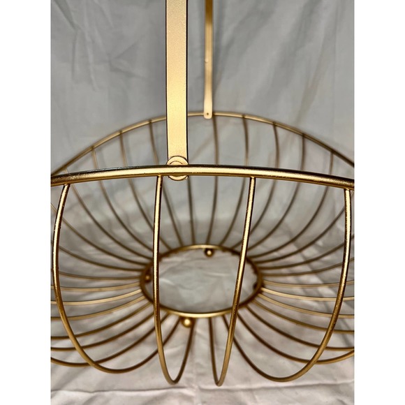 Gold wire Large metal basket with fold-down handle Perfect for Blanket storage - Picture 1 of 10